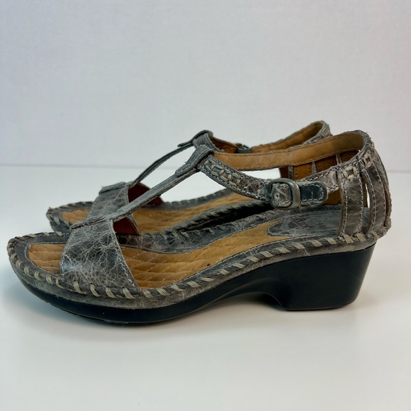 Ariat Shalimar Gray Leather T-Strap Sandals Open Toe Women's Sz 6.5 Boho Western - Picture 5 of 13